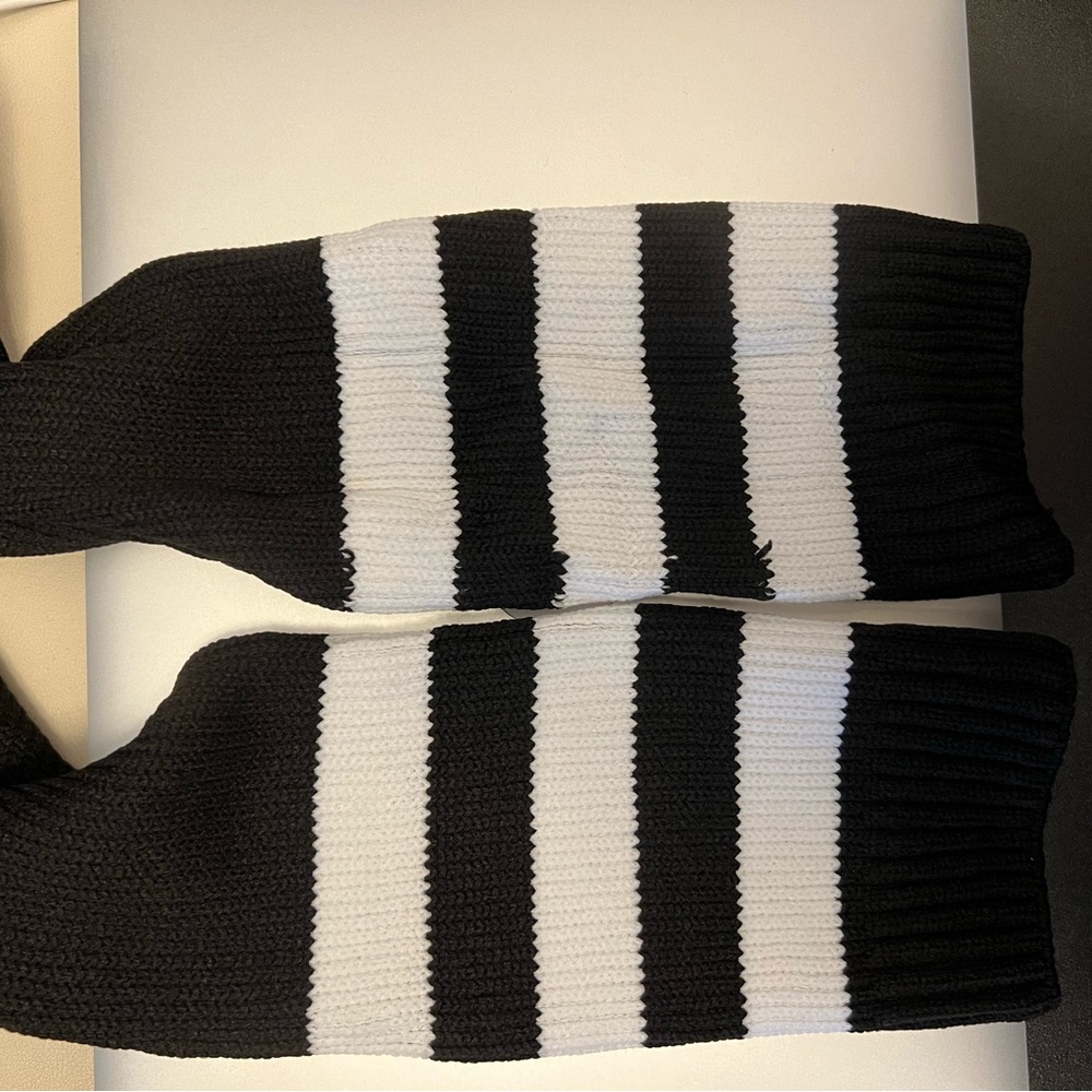 American Apparel thigh high black with white stripes knit socks